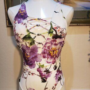 Women's Floral Corset Swimsuit.